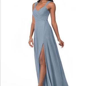 Azazie dusty blue chiffon bridesmaids dress